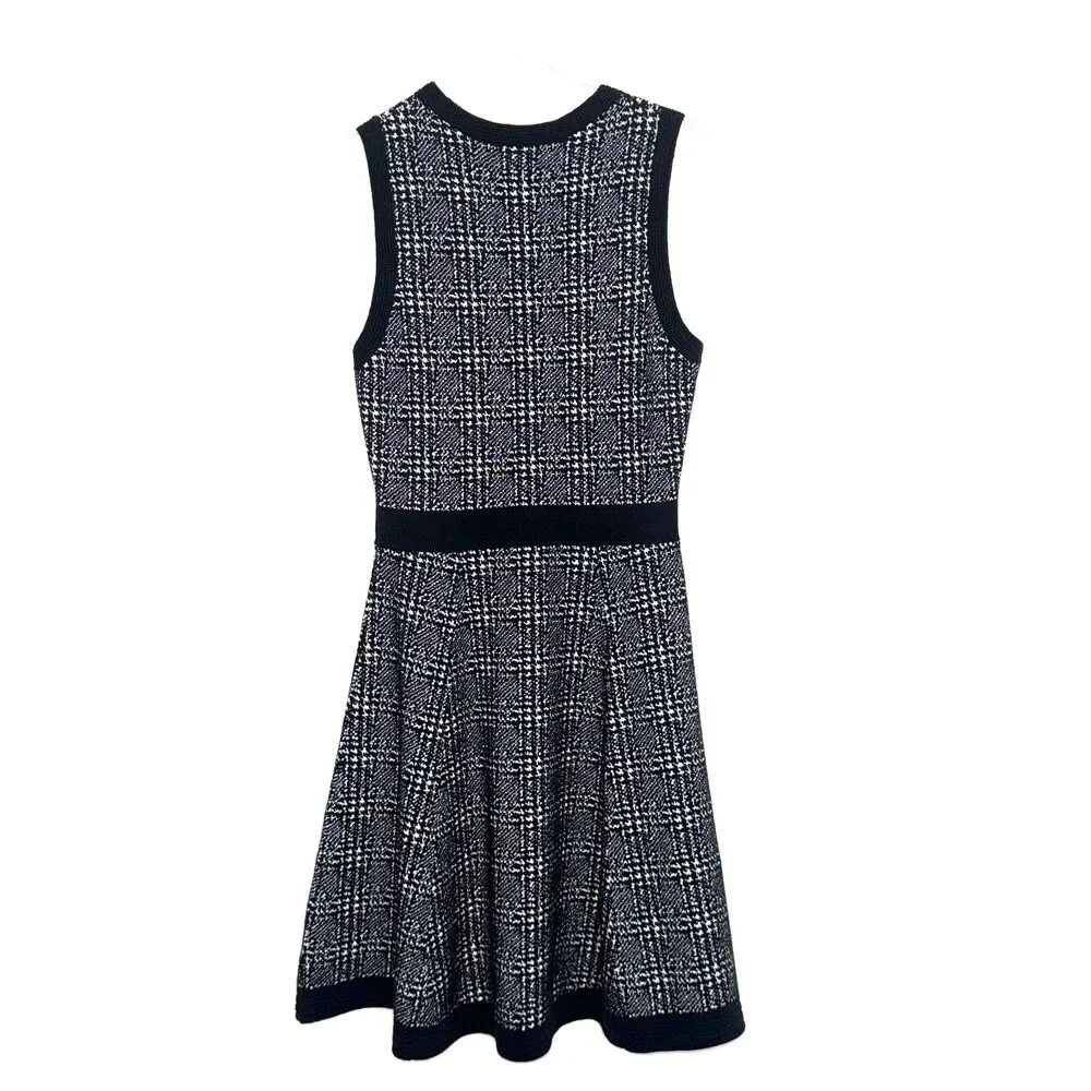 Kate Spade New York Houndstooth Mod Sweater Dress - Black/White S